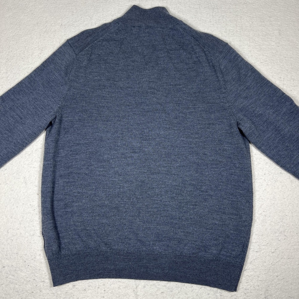 Jos. A. Bank Traveler 1/4 Zip Sweater Mens Large Merino Wool Gray Mock Neck - Picture 6 of 6